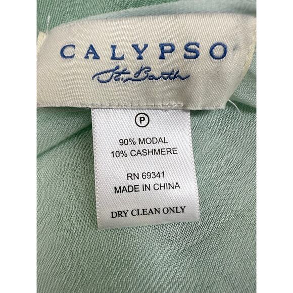 Calypso St Barth Cashmere Modal Green Ombre Wrap Scarf Coastal Boho NWOT - Picture 3 of 3